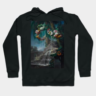 An Outdoor Scene With A Spring Flowing Into A Pool by Miguel Parra Abril Hoodie